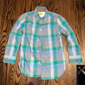 Boden Green and Blue Plaid Casual Shirt 7 to 8 years old